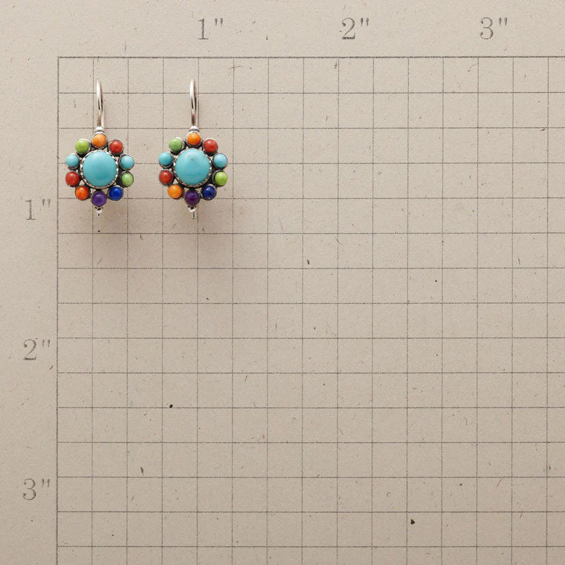 Pendientes redondos de turquesa multicolor