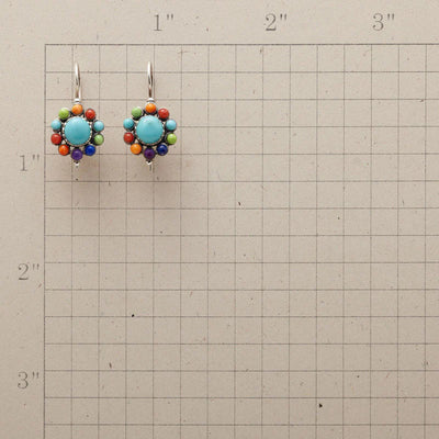 Pendientes redondos de turquesa multicolor
