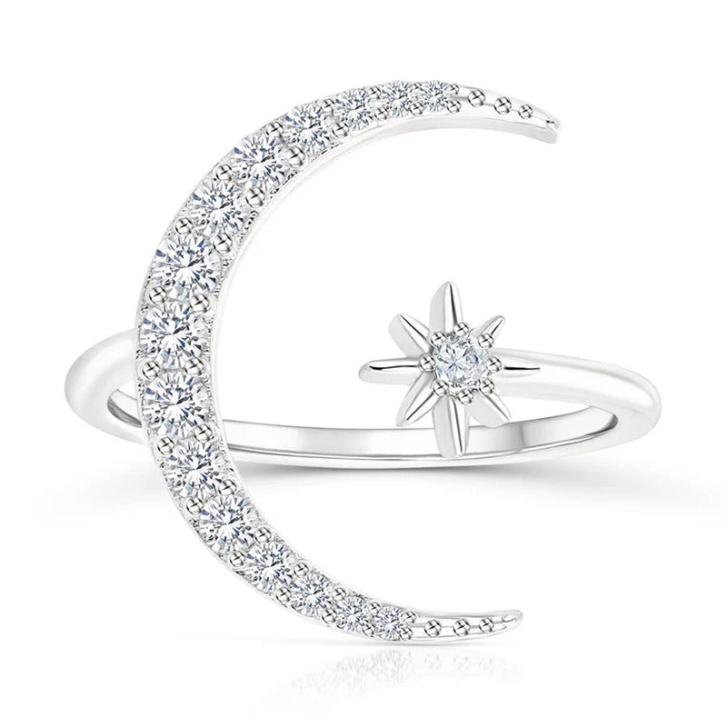 Anillo de Luna y Estrella en Plata