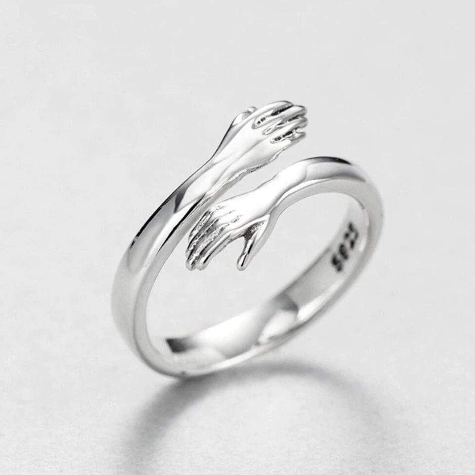 Anillo de abrazo de plata ajustable