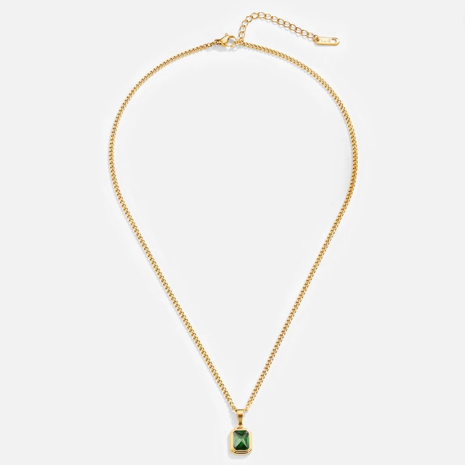 Collar con colgante de cristal verde Monet