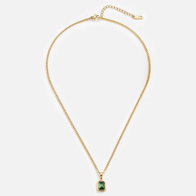 Collar con colgante de cristal verde Monet