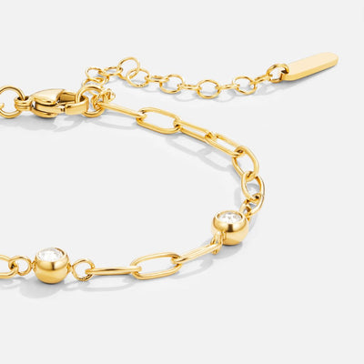 Pulsera Mónica con cristales y cadena dorada