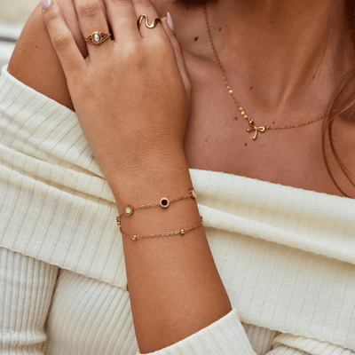 Pulsera de ónix y piedra blanca