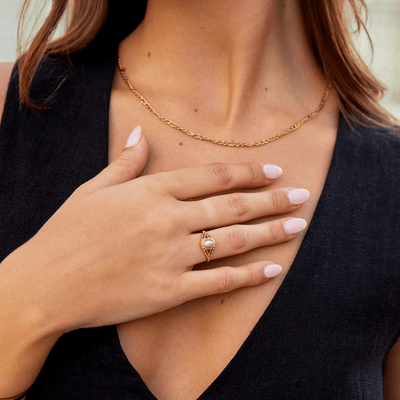 Anillo vintage con perla auténtica