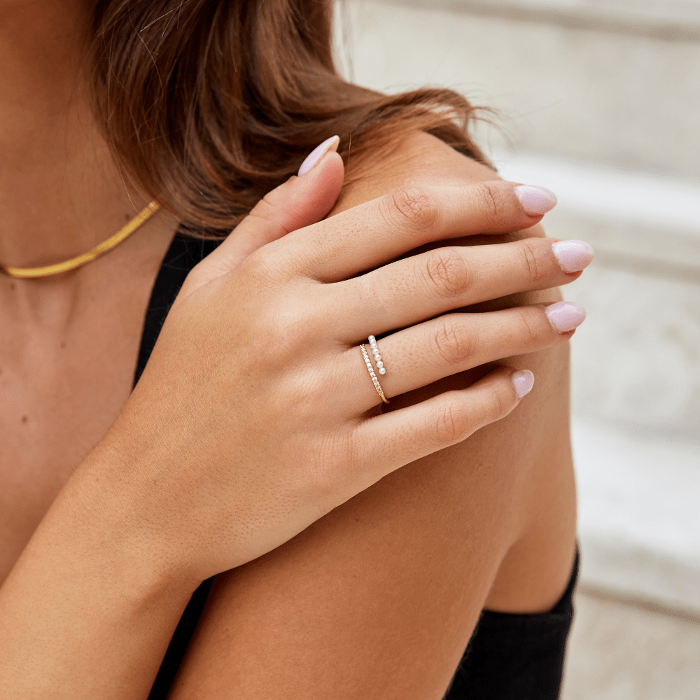 Anillo "Wrap Me" con perlas y cristales